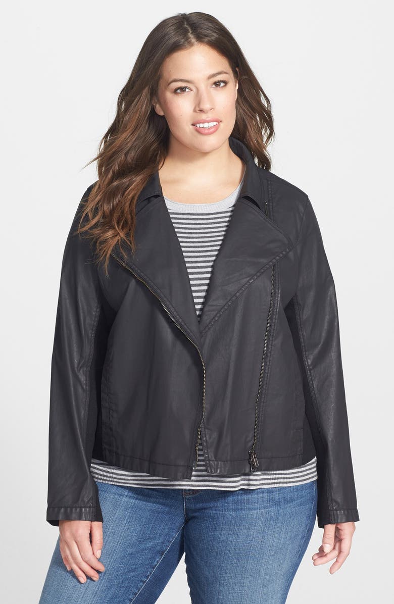 Eileen Fisher Waxed Twill Moto Jacket (Plus Size) | Nordstrom