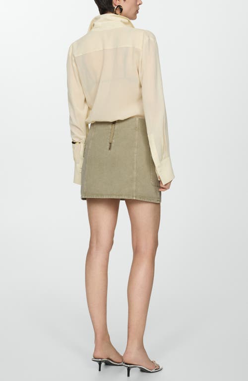 Shop Mango Denim Cargo Miniskirt In Khaki Green