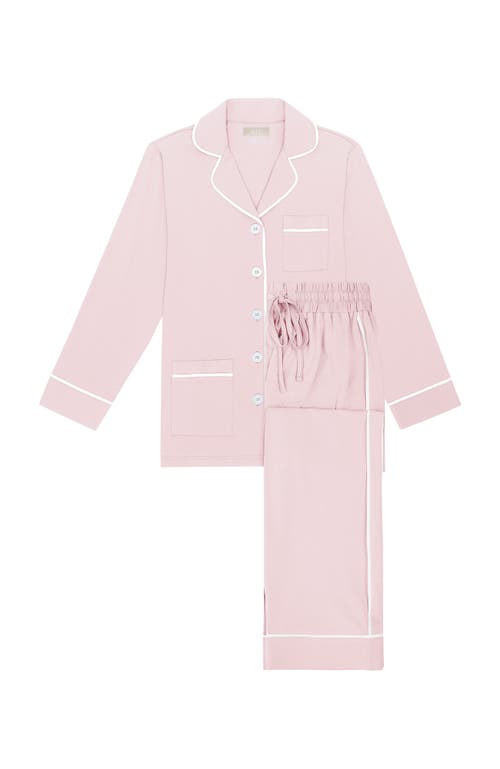 Kip. Kip Luxe Stretch Cotton Pajama Set In Pink Peony