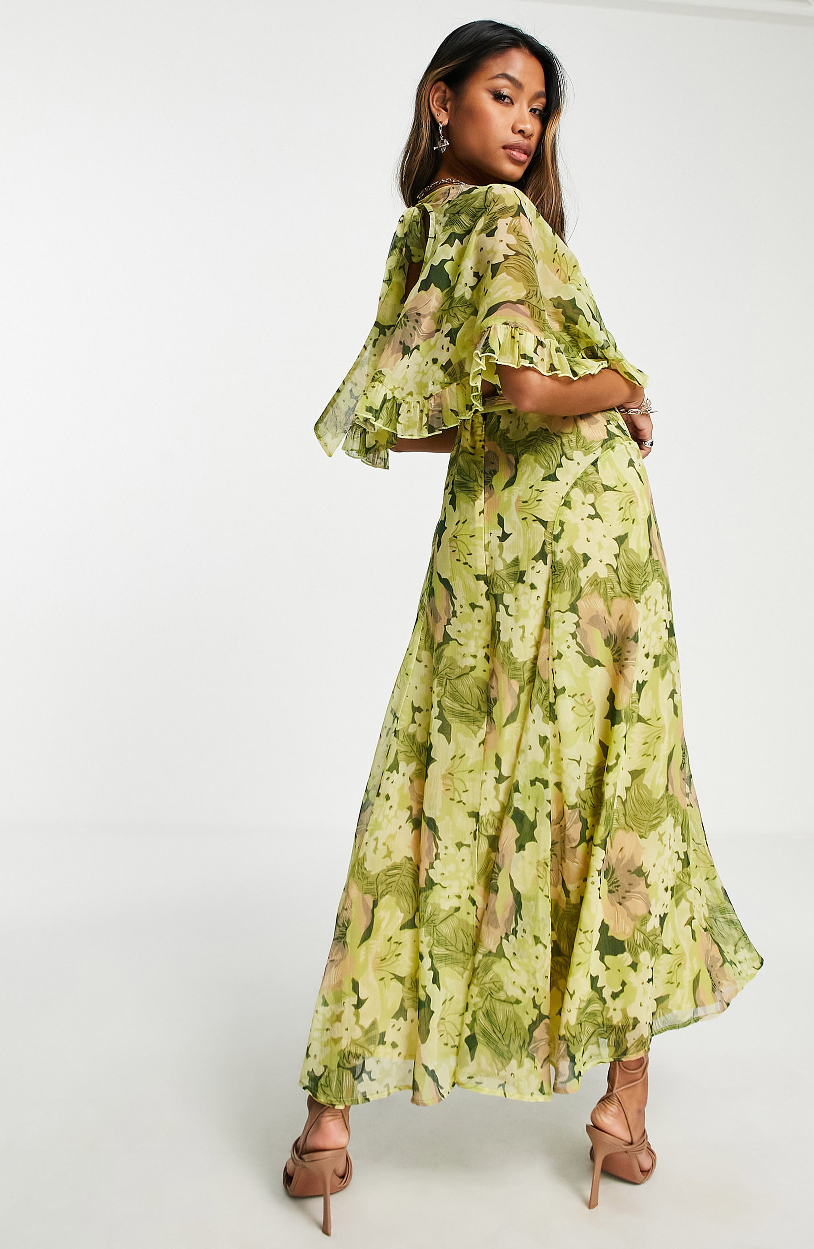 Topshop Floral Ruffle Maxi Dress 