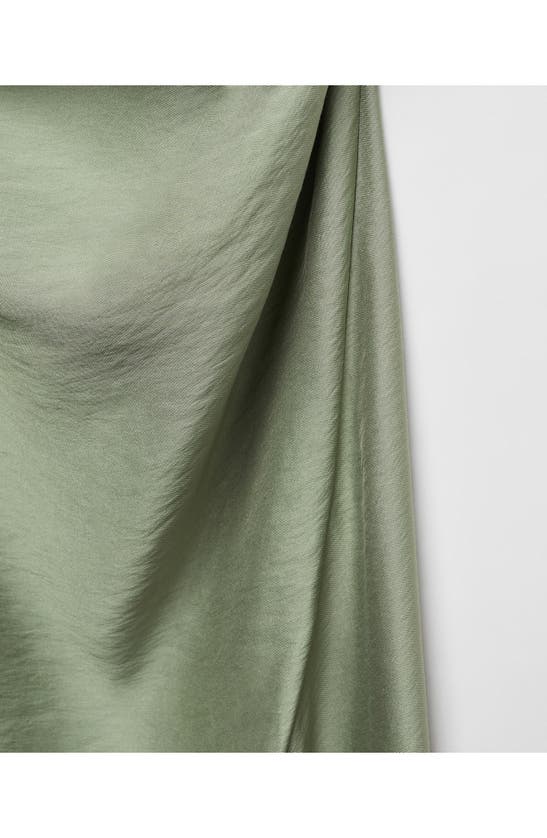 Shop Mango Laila Draped One-shoulder Midi Dress In Dark Green