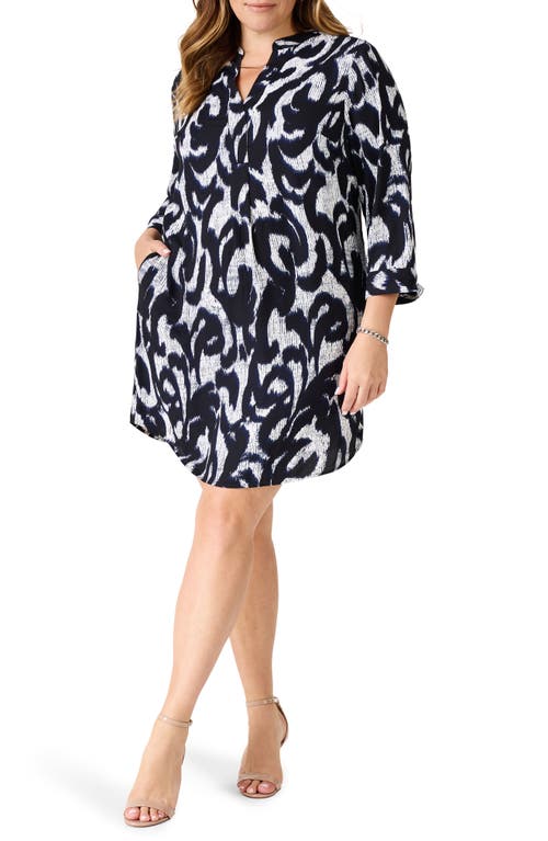 Shop Nic + Zoe Nic+zoe Shadow Stamp Dress In Black Multi