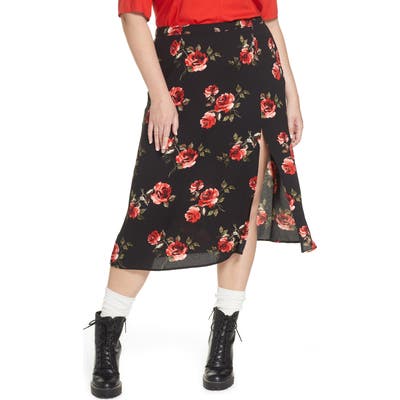 Plus Size Bp. X Claudia Sulewski Front Slit Midi Skirt, Black