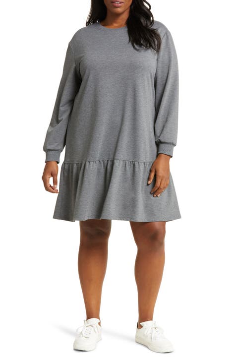 ihtha Women's Fashion Sweatshirt Dress Long Sleeve Crew Neck Pullover Loose  Fit Sweatshirt Casual Dresses Women Casual