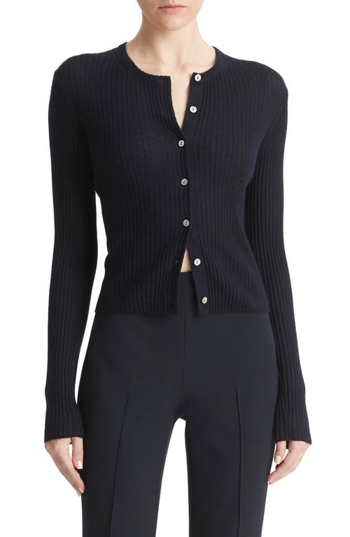 Vince Cashmere & Silk Rib Cardigan Coastal at Nordstrom,