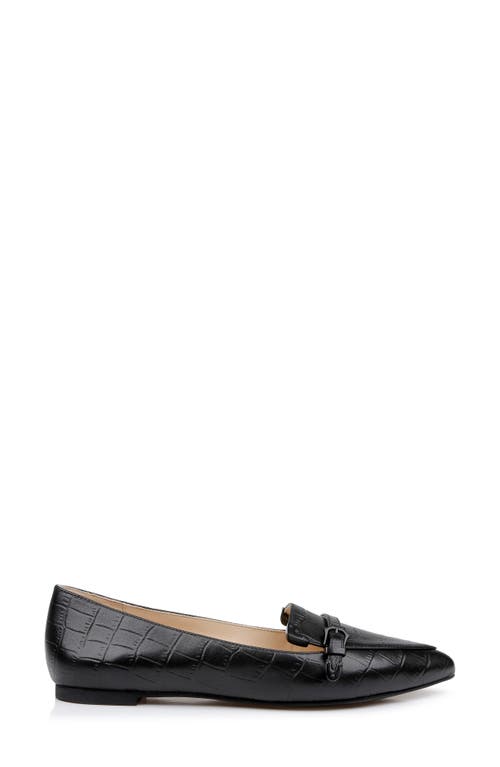 Shop L Agence L'agence Brielle Pointed Toe Loafer In Black Croco Embossed