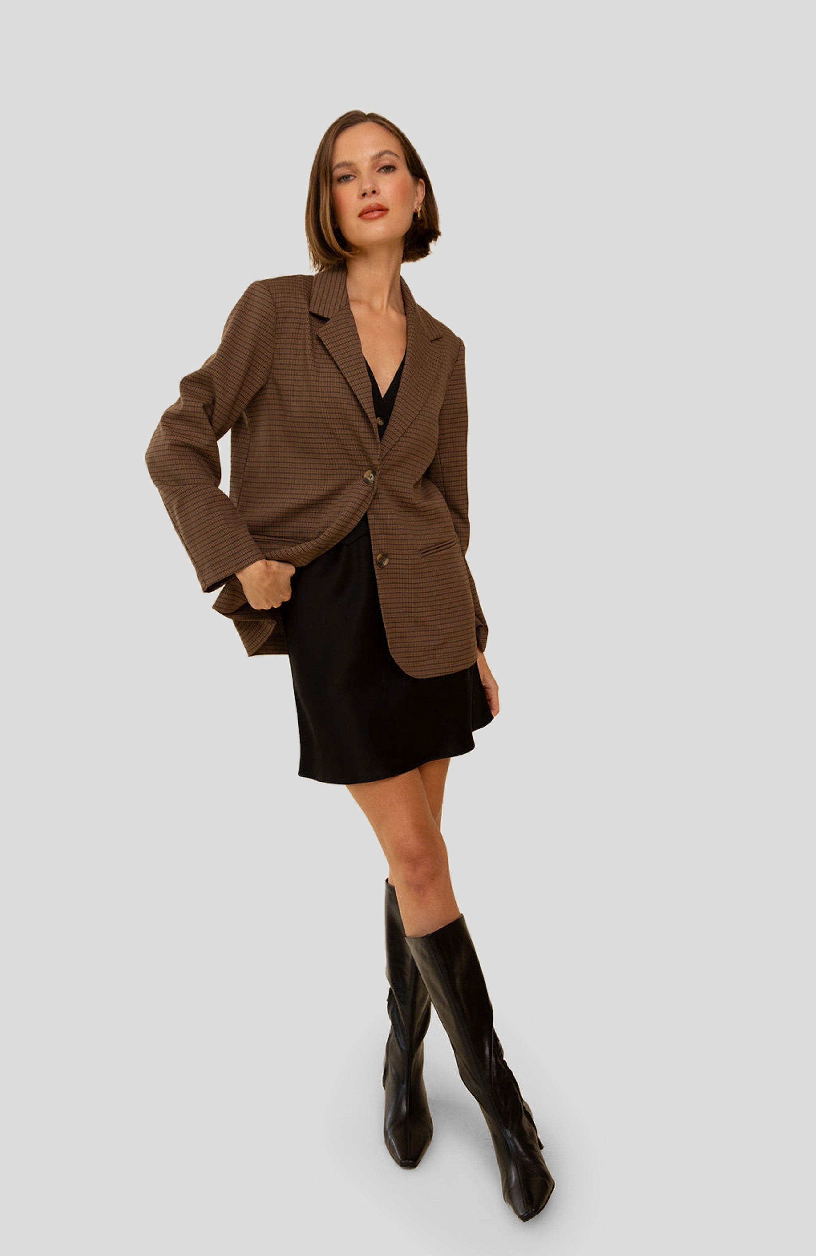 Whimsy + Row Parker Blazer in Brown Plaid Cover