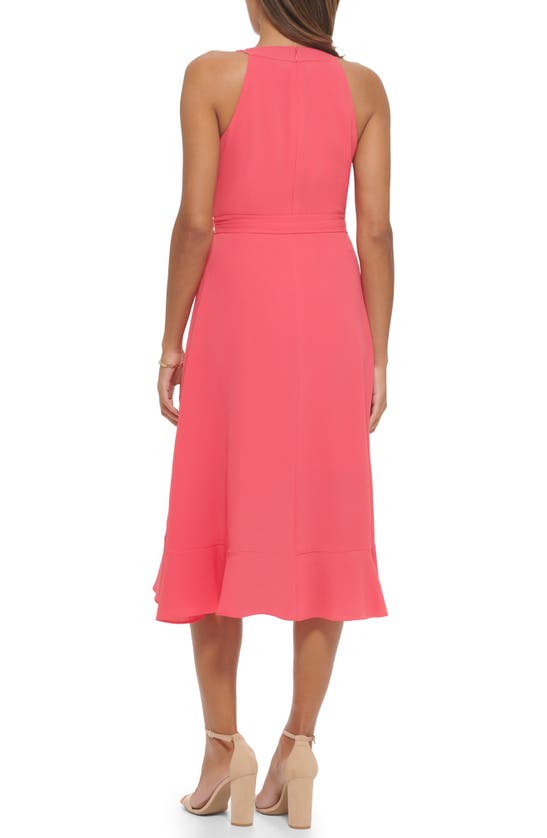 Kensie Womens Asymmetric Mid-calf Wrap Dress In Watermelon