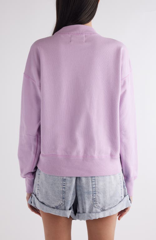 Shop Isabel Marant Étoile Moby Mock Neck Cotton Blend Logo Graphic Sweatshirt In Lilac/ecru