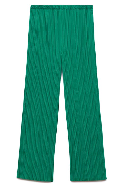 Shop Mango Pleated Wide Leg Pants In Emerald Green