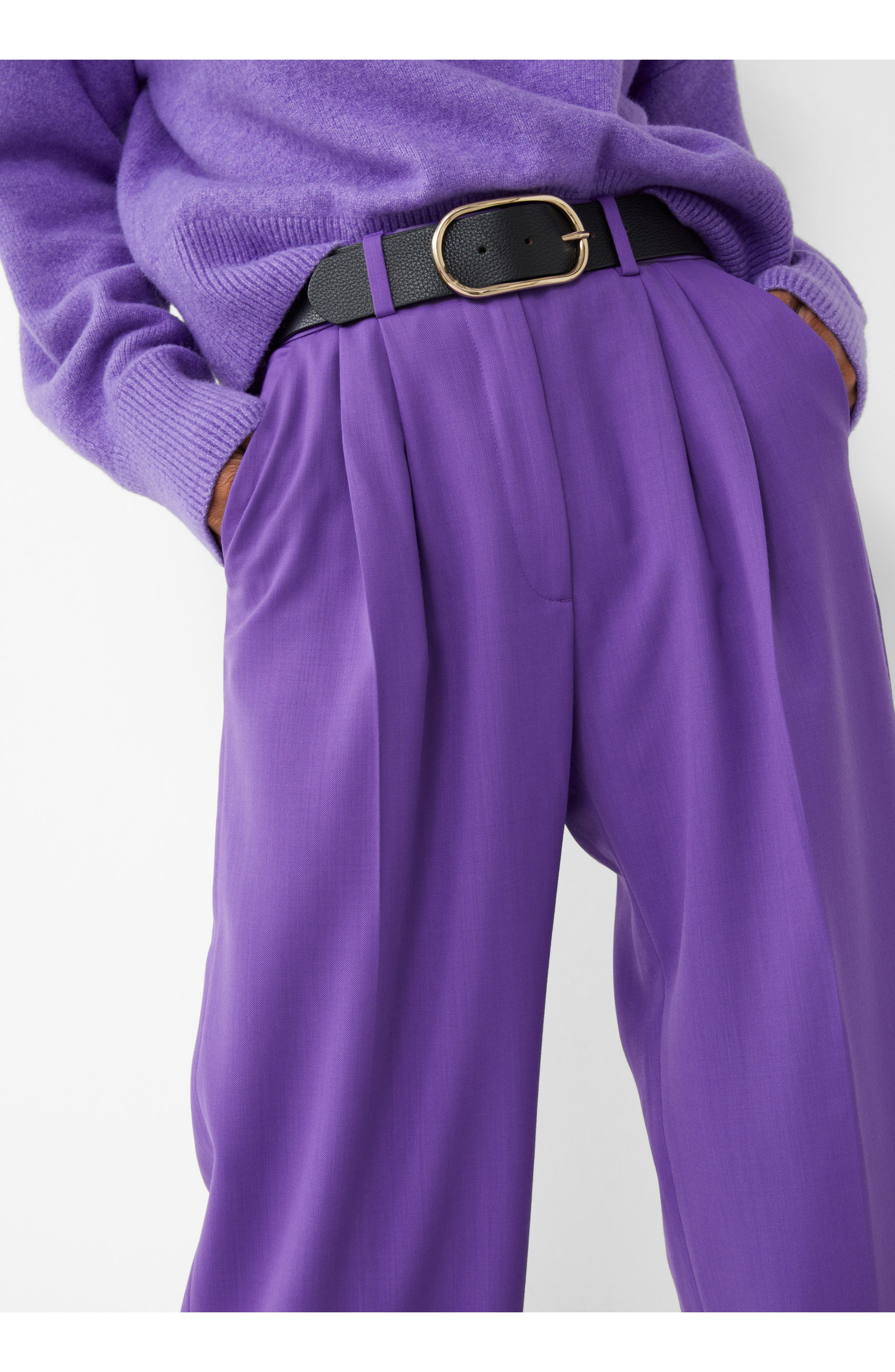  Other Stories Pleated Wide Leg Pants in Purple