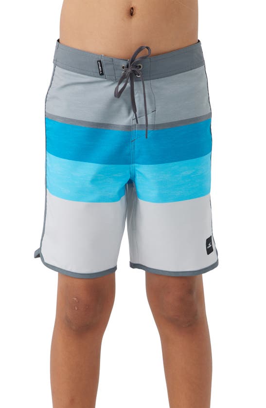 O'neill Kids' Lennox Scallop 16 Hyperdry™ Stretch Board Shorts In Light Grey