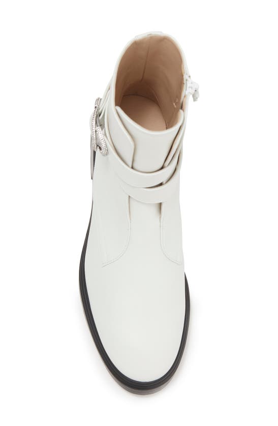 Stuart Weitzman Crystal Buckle Zip Bootie The Sw Outlet In White.