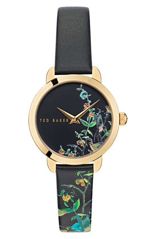 Ted Baker London Floral Watch, 14mm In Black