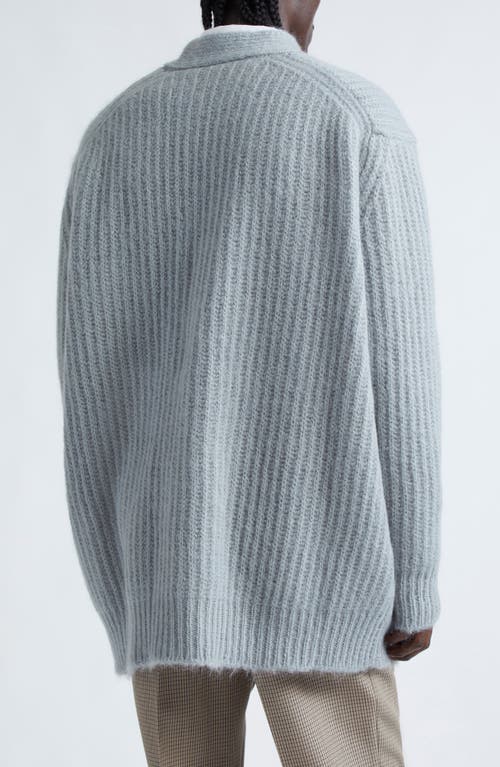 Shop Jil Sander Mohair & Wool Rib V-neck Cardigan In Aluminium