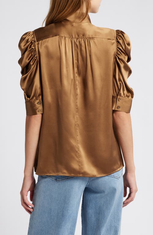 Shop Frame Gillian Silk Button-up Shirt In Cinnamon