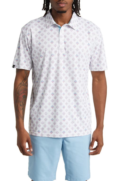 Jackson Geo Pattern Golf Polo in White