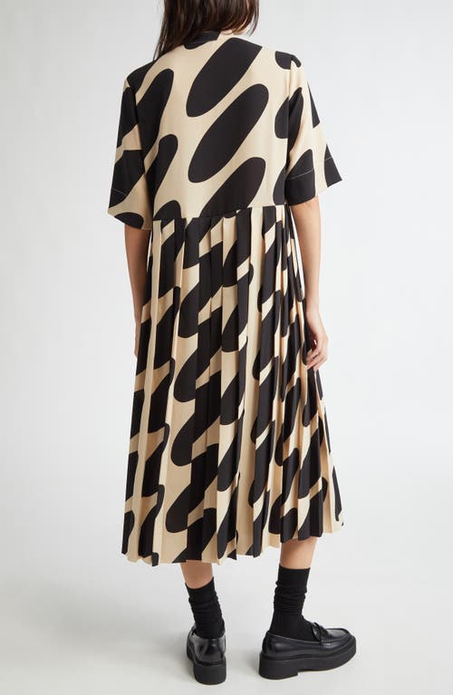 Shop Marimekko Pliitti Linssi Button Front Midi Dress In Brown Black