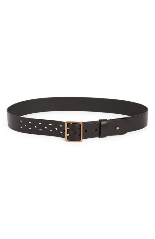 AllSaints Collar Stud Leather Belt Black /Warm Brass at Nordstrom,