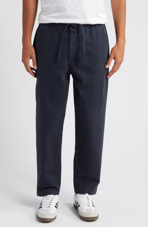 Cotton and linen drawstring pants in blue - Frame