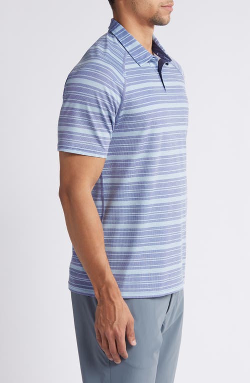 Shop Rhone Delta Stripe Piqué Golf Polo In Ocean Blue Stripe