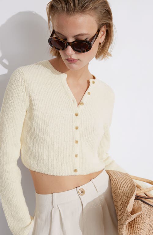 Shop & Other Stories Crop Cotton Cardigan In White Dusty Light