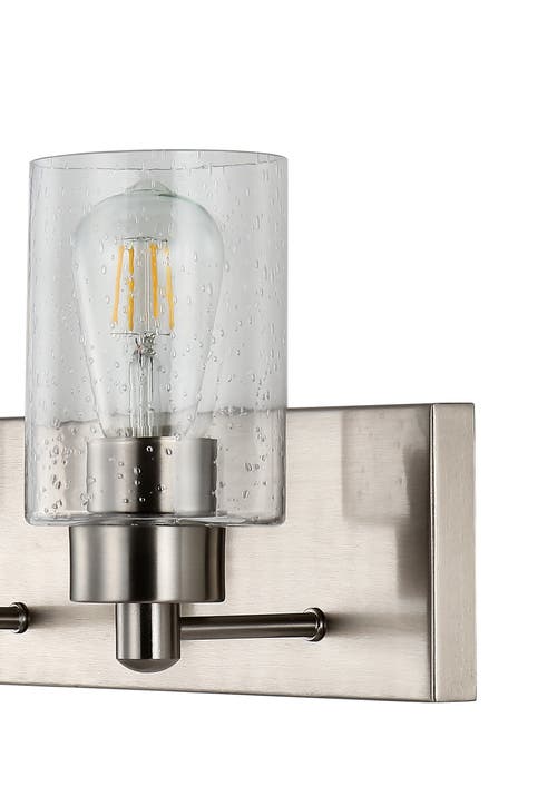 Jonathan Y Irving 3-light Seeded Glass/iron Modern Contemporary Led Vanity Light In Nickel With Clear Shade