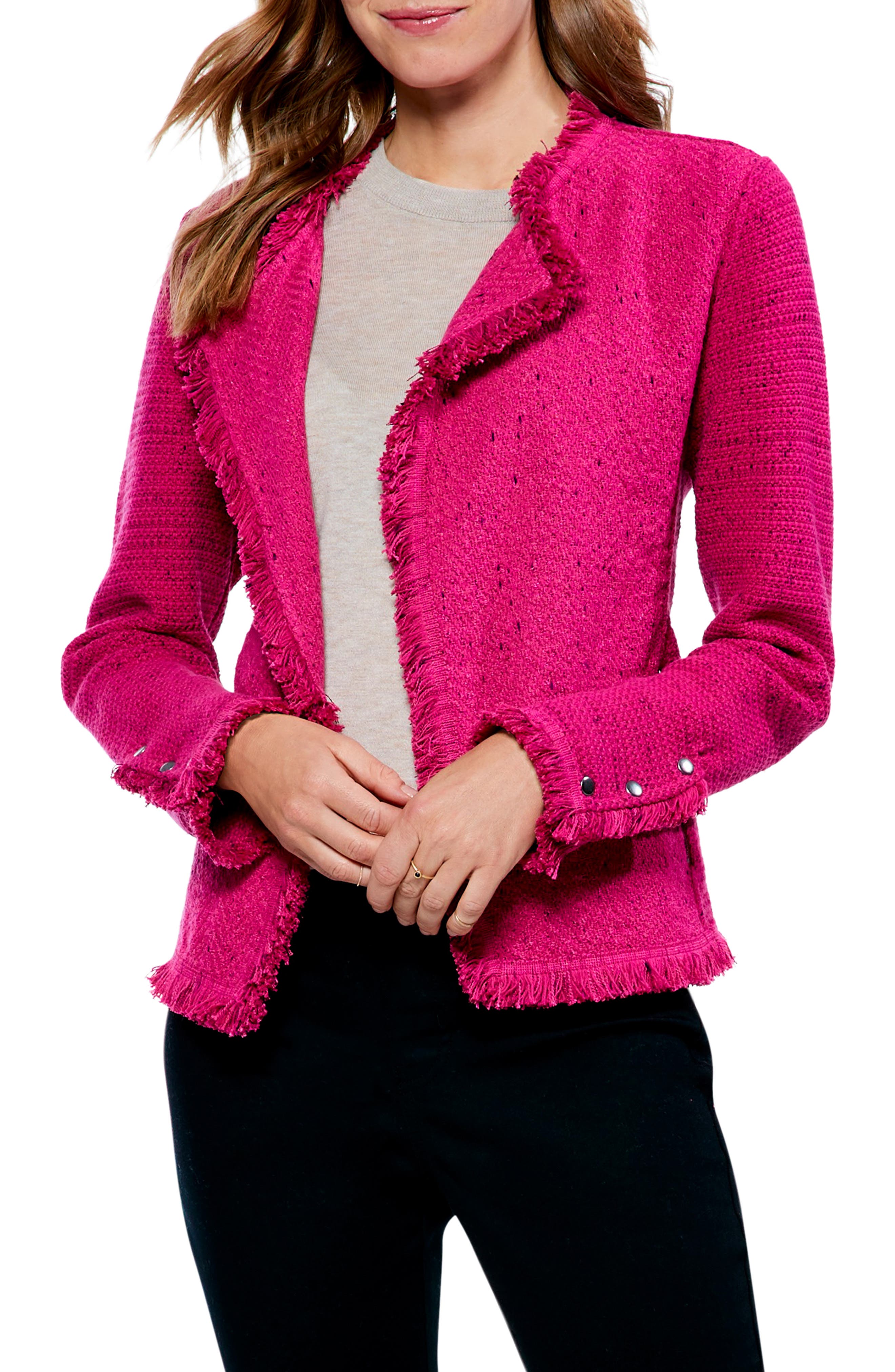 pink tweed shacket