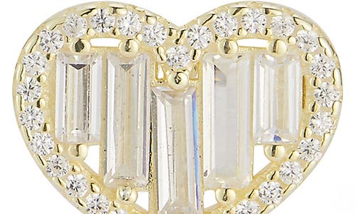 Shop Chloe & Madison Chloe And Madison Cubic Zirconia Heart Stud Earrings In Gold