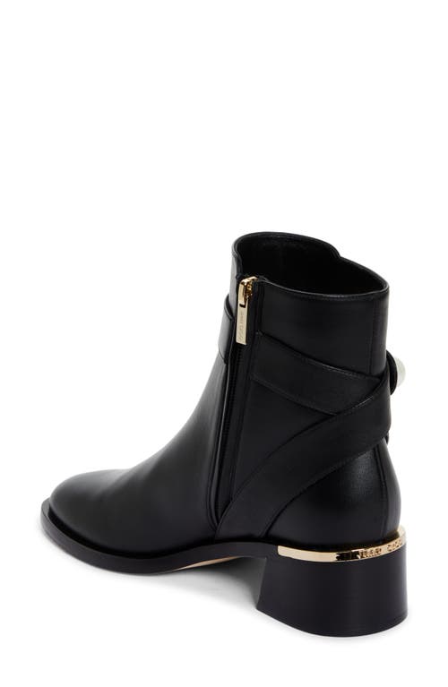 Jimmy Choo Noor Leather Pearly-button Ankle Booties In Black