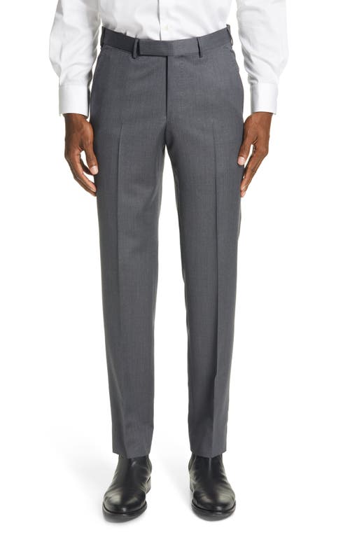 ZEGNA Micronsphere Classic Fit Wool Dress Pants in Dark Grey at Nordstrom, Size 48 Eu