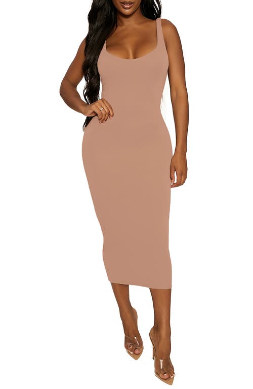 Naked Wardrobe The NW Hourglass Midi Dress in Coco