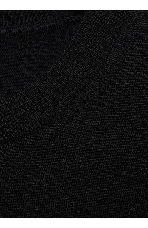Mango Crewneck Wool Sweater In Black