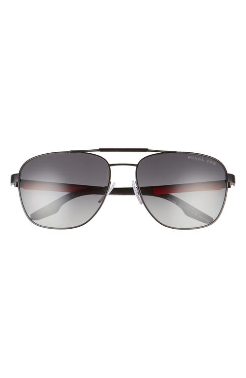 Prada 60mm Polarized Aviator Sunglasses In Gray