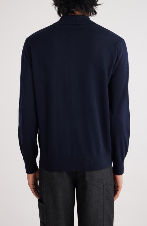 Shop Dries Van Noten Muano Wool Polo Sweater In Navy