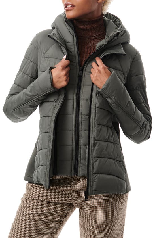 Bernardo Hooded Quilted Water Repellent Jacket In Metropolite