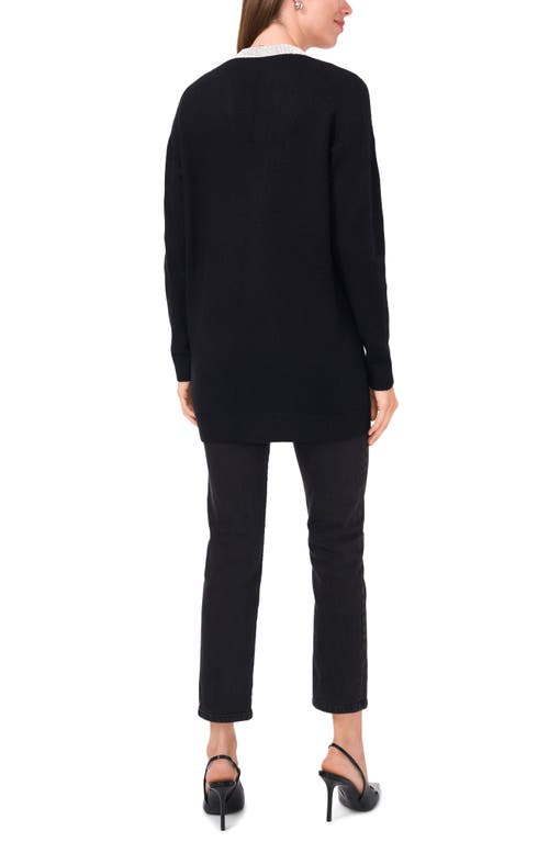 Shop Vince Camuto Embellished Open Front Cardigan In Rich Black