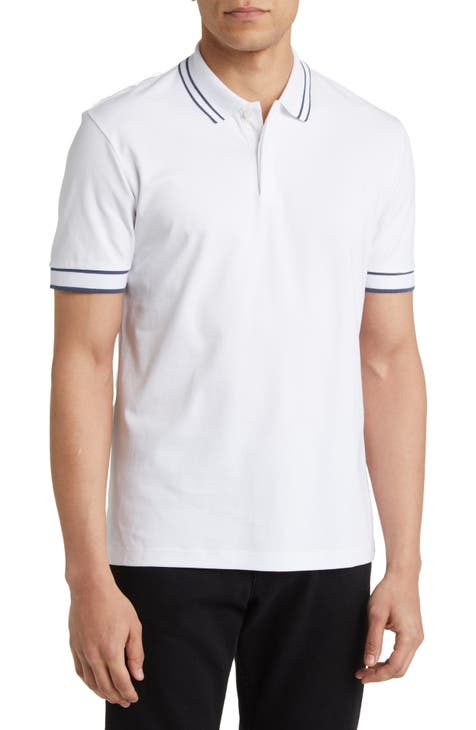 Men's slim fit white zipper polo shirt short sleeve- Discover the