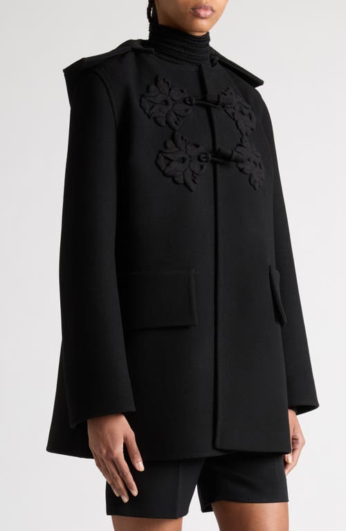 Shop Valentino Garavani Embellished Compact Virgin Wool Coat In Nero