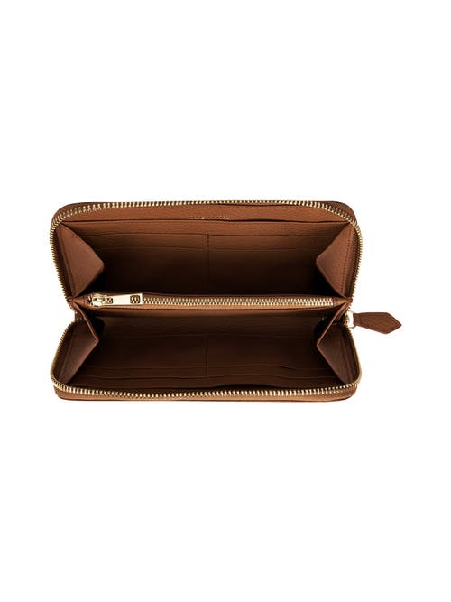 Shop Teddy Blake Zipwallet Stampato In Camel Brown