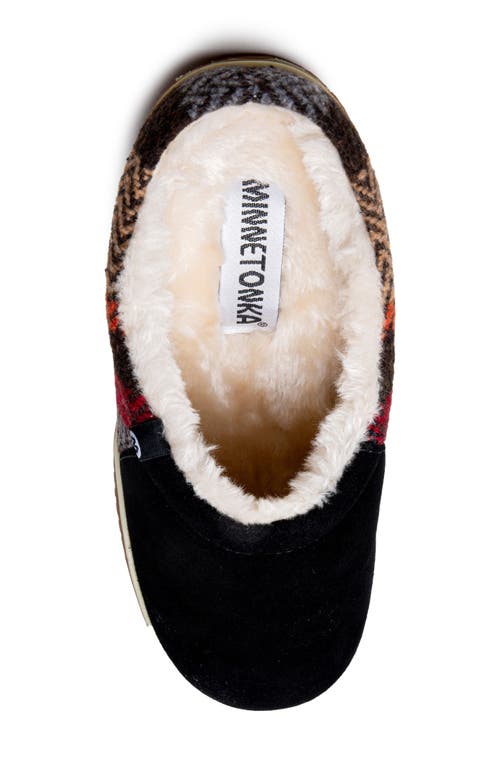 Minnetonka Tahoe Faux Fur Lined Slipper In Black Multi