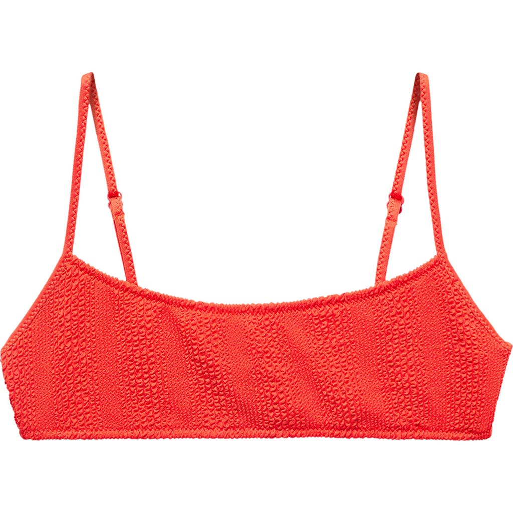 Mango Textured Bikini Top In Bright Red