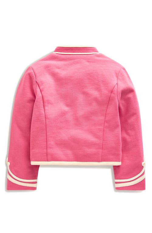 Shop Mini Boden Kids' Floral Appliqué Knit Military Jacket In Rose Pink