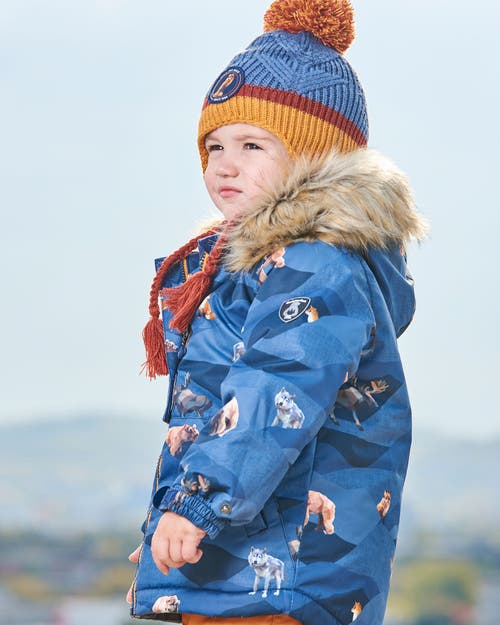 Shop Deux Par Deux Boy's Peruvian Knit Hat Gradient Navy And Yellow In Gradient Stripes