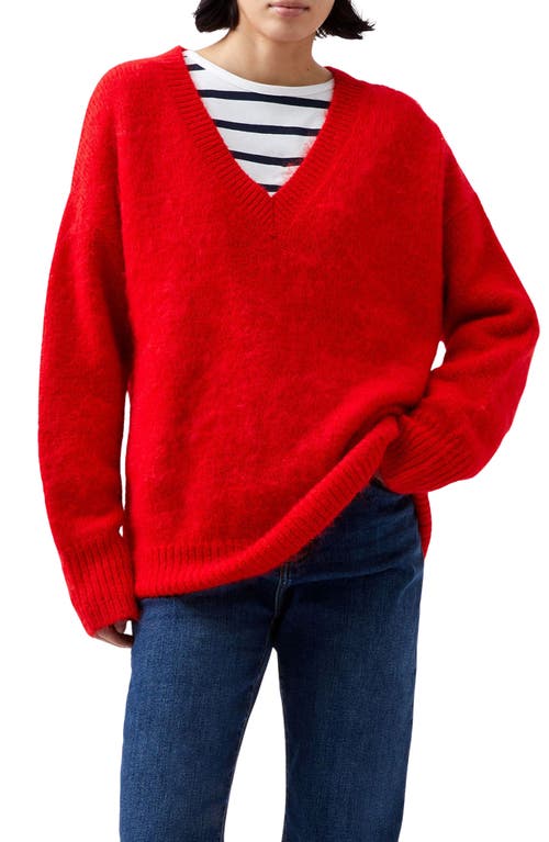 Shop French Connection Oversize V-neck Sweater In Red