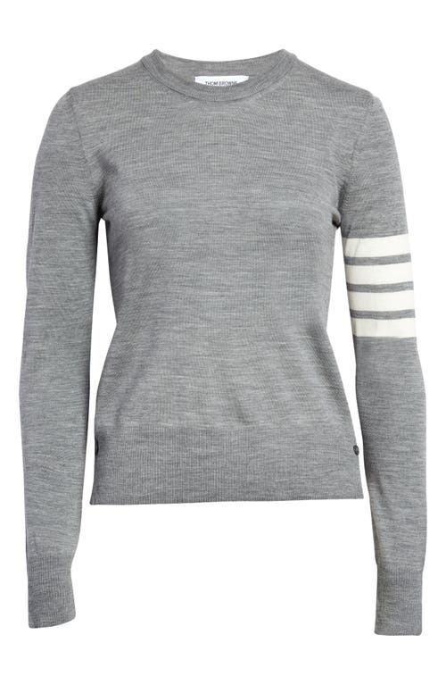Thom Browne 4-Bar Crewneck Wool Sweater in Light Grey at Nordstrom, Size 2 Us