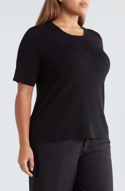 Shop Tahari Asl Rib Top In Black