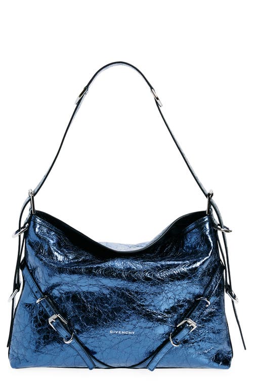 Givenchy Medium Voyou Metallic Leather Hobo in Navy at Nordstrom