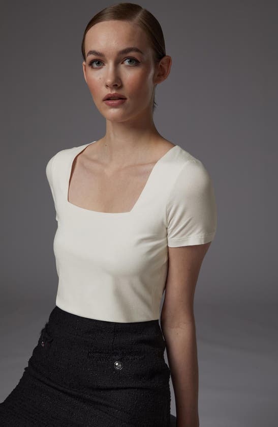 Shop Lk Bennett Tasha Square Neck Jersey Top In Ivory