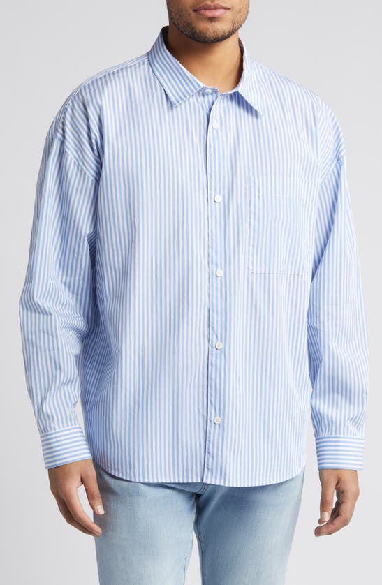 Shop Frame Stripe Relaxed Fit Button-up Shirt In Blue Stripe